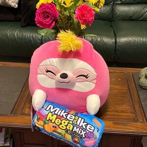 Pink and White Stuffed Sloth Toy